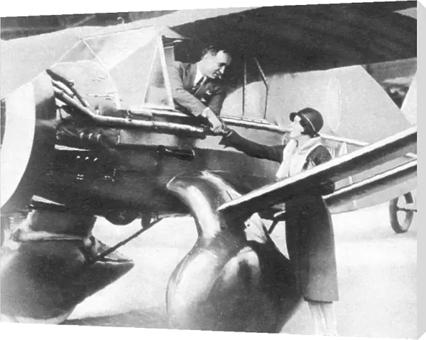 Pilot Stanley Hausner saying goodbye to his wife