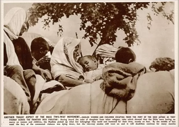 Partition. Muslim women and children pouring across the fro