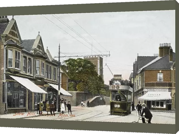 A tram on Stow Hill, Newport, Monmouthshire