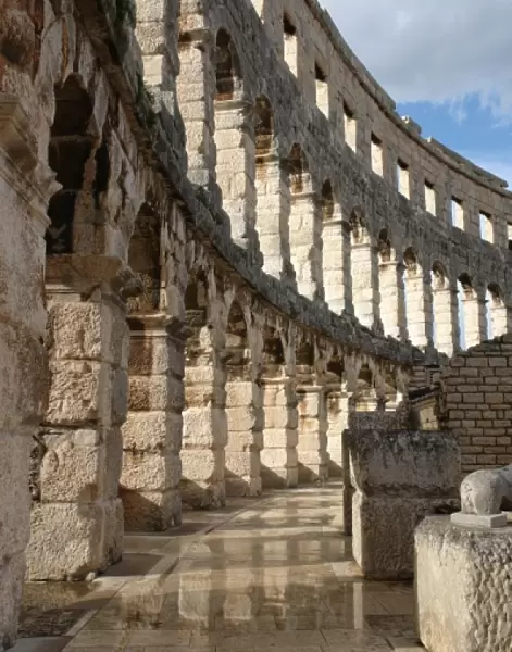 Interior view of Roman amphitheatre at Pula, Croatia