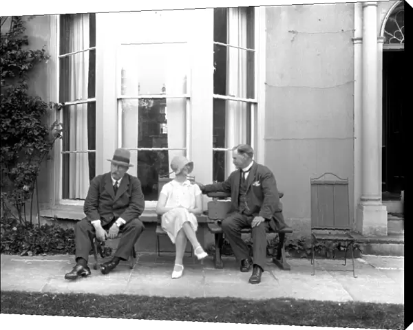 Three people on a Devon terrace
