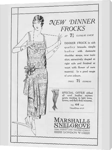 Advert for Marshall & Snelgrove new dinner frocks, 1924