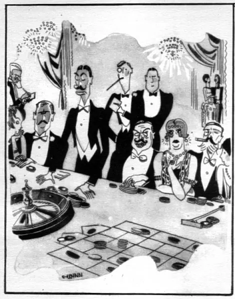 Sketch of gambling at the Monte Carlo Casino, 1920s