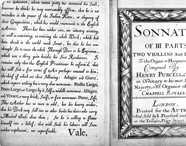 Music score: Sonata by Purcell, 1683