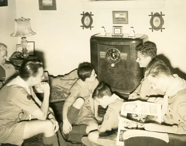 American Scouts listening to the radio