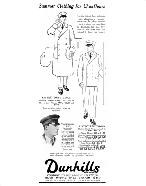 Dunhills clothing for chauffeurs advertisement