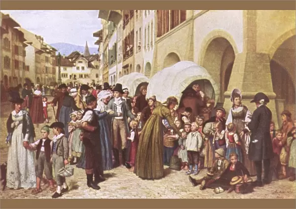 Children arrive at Morat - Switzerland War of 1798