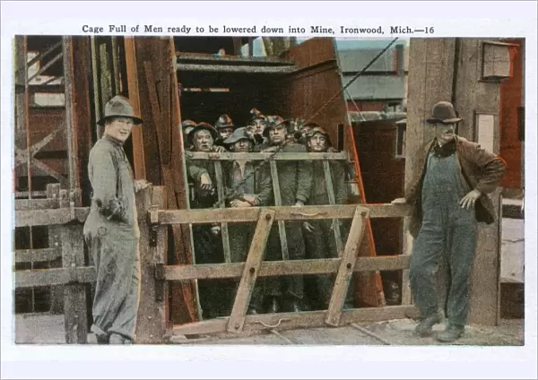 Miners - Ironwood, Michigan - Lowered into pit