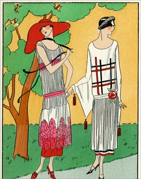 Two ladies in summer outfits by Martial et Armand