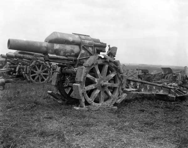 Captured German 21cm howitzers, WW1