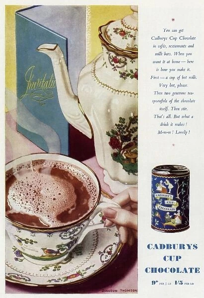 Advert for Cadburys cup chocolate 1939