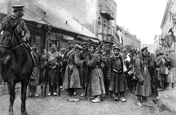 The advance guard of the Russians occupying a town in Poland