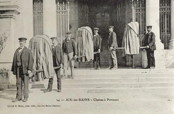 Aix les Bains, France - Porters with Sedan Chairs