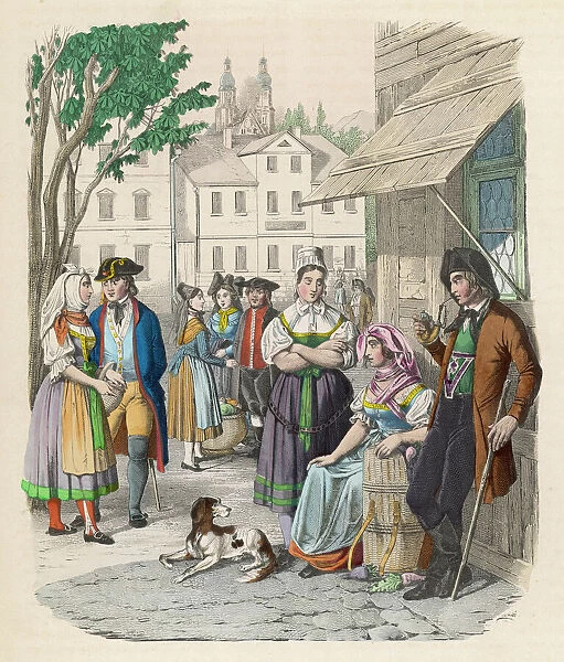 Bavarian people in the street, southern Germany