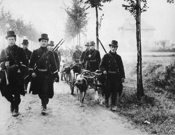 Belgian soldiers retreating to Antwerp, WW1