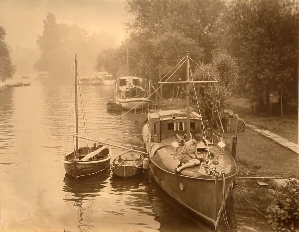 Boats moored near Richmond, c. 1933