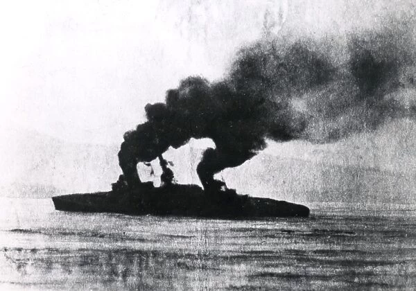 Giuseppe Garibaldi cruiser sinking in Adriatic, WW1