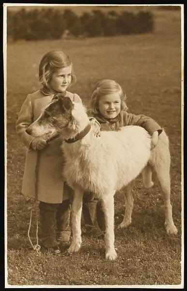 Two Little Girls and Dog