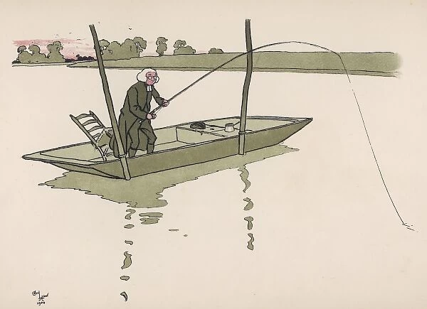 Man Fishes from Boat