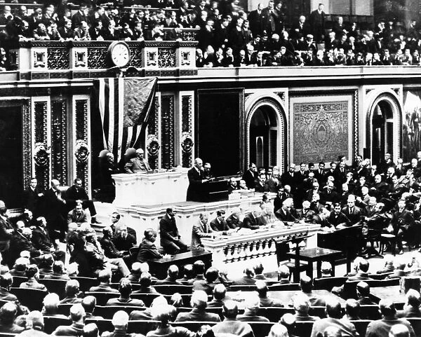 President Wilson addressing Congress in April 1917