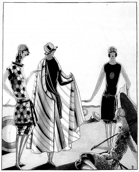 Sketch of bathing outfits, 1923