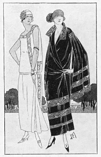 sketch of two gowns by Welly Soeurs, 1923