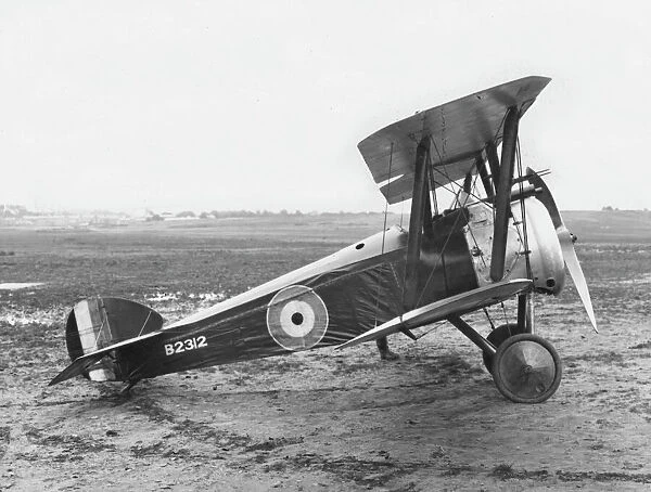 Sopwith F1 Camel biplane on an airfield, WW1