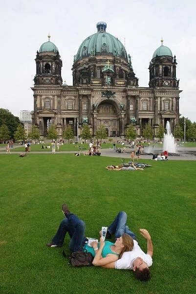 Visitors in front of Berlin Cathedral, Germany