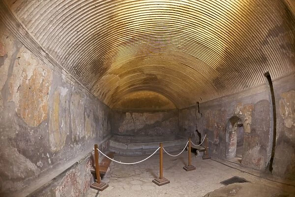 Roman central baths strigilate barrel vault, Herculaneum, UNESCO World Heritage Site