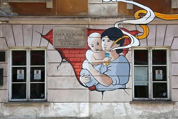 Mural on the Maria Sklodowska-Curie Museum in Warsaw, Poland