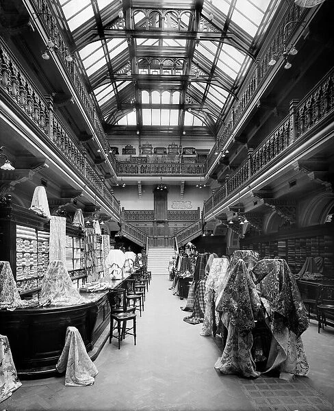 View of the fabrics department in Jenners Department Store, Princes Street