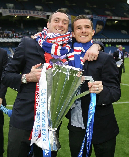 Rangers Football Club: 2008-09 Clydesdale Bank Premier League Champions - Title Celebration with Barry Ferguson and Allan McGregor Holding the League Trophy