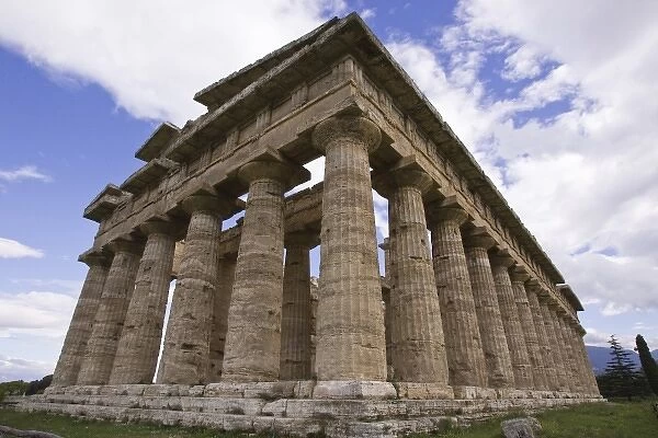 Italy, Campania, Paestum. Close-up of the Temple of Neptune