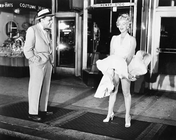 American cinema actress. With Tom Ewell in a scene from The Seven Year Itch, 1955
