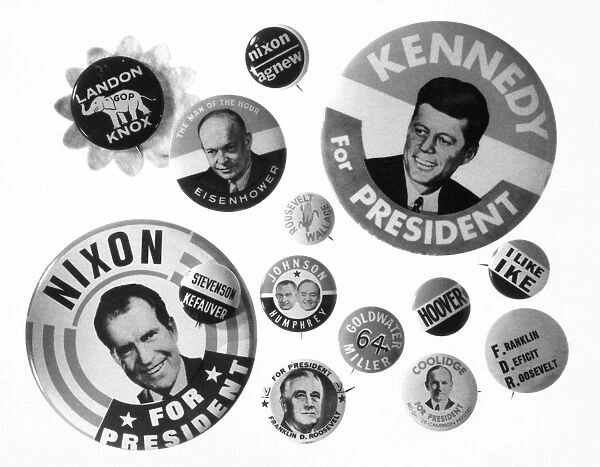 CAMPAIGN BUTTONS. An asssortment of 20th century American presidential campaign buttons