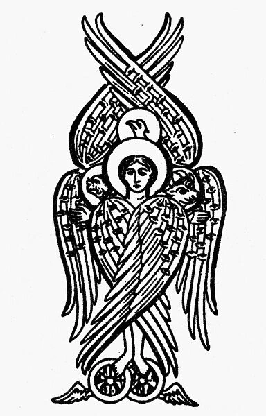 CHRISTIANITY: TETRAMORPH. Christian symbol of the four Evangelists. Line drawing