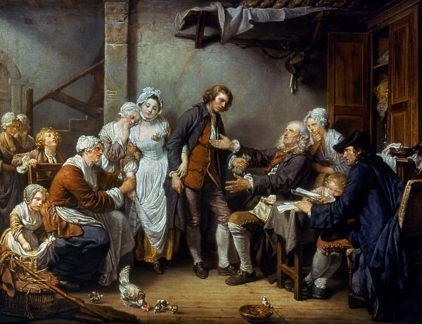 GREUZE: THE VILLAGE BRIDE. Oil on canvas by Jean-Baptiste Greuze (1725-1805)