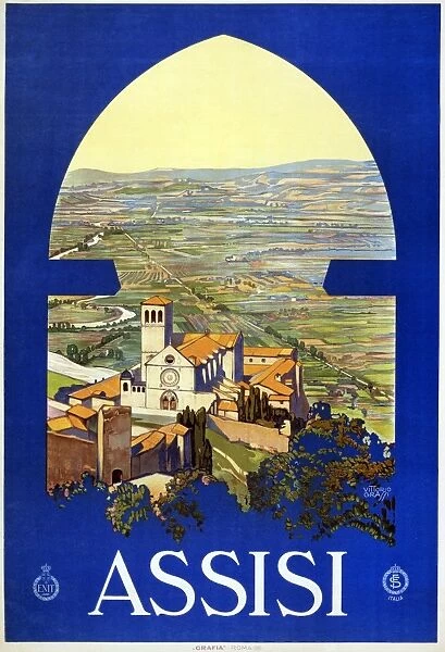 ITALIAN TRAVEL POSTER, c1920. Poster promoting travel to Assisi, Italy