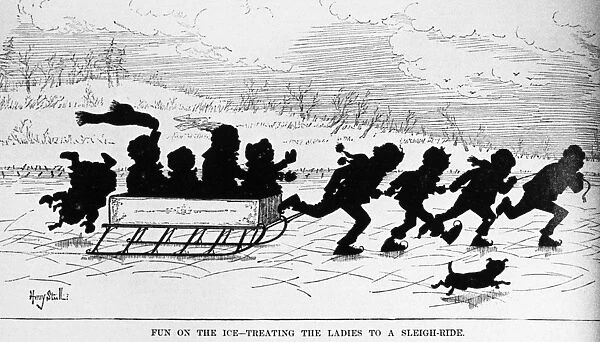 SLEIGHING, 1882. Fun on the ice - treating the ladies to a sleigh-ride