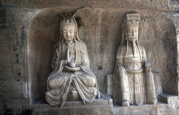 China, Chongqing, Dazu County, Dazu Rock Carvings with stone sculptures at Mount Baoding
