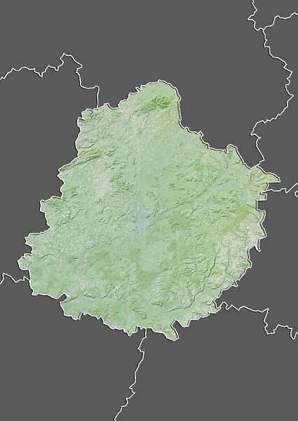 Departement of Sarthe, France, Relief Map