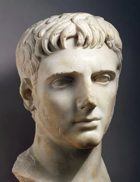 Head of the Emperor Augustus (Gaius Iulius Caesar Octavianus, 63 B. C. - 14 A. D. ), Julio-Claudian dynasty, imperial age, marble