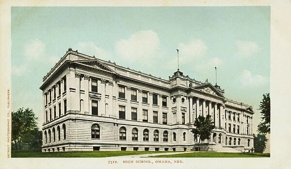 High School, Omaha, Nebraska Postcard. ca. 1900, High School, Omaha, Nebraska Postcard