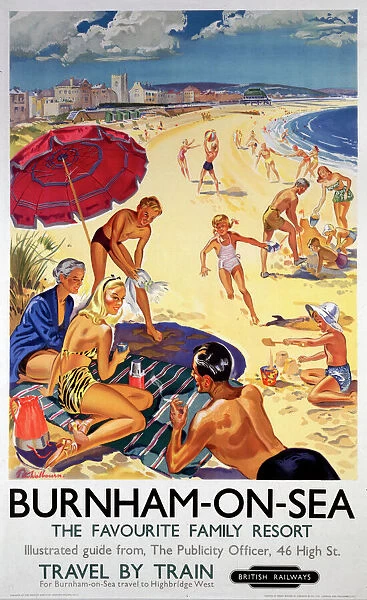 Burnham-on-Sea, BR (WR) poster, c 1950s