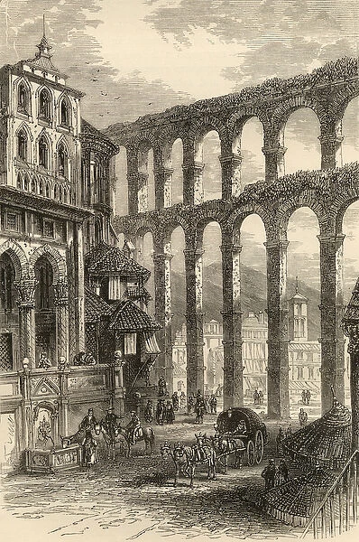 Aqueduct at Segovia, Spain, illustration from Spanish Pictures by the Rev