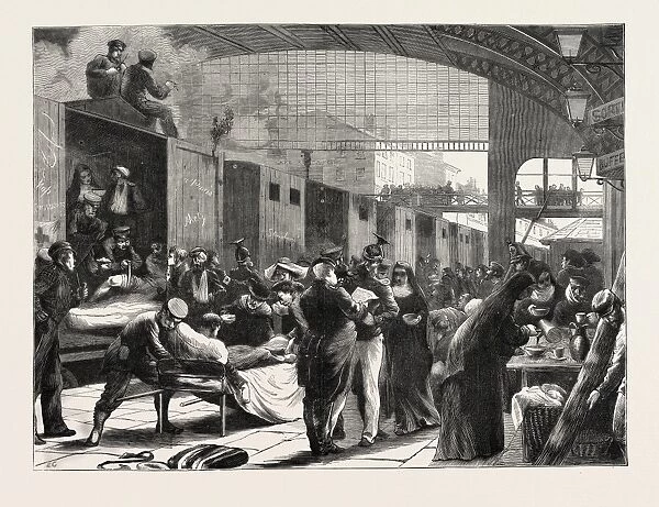 Franco-Prussian War: Scene at a Railway Station on the Arrival of a Train with Wounded
