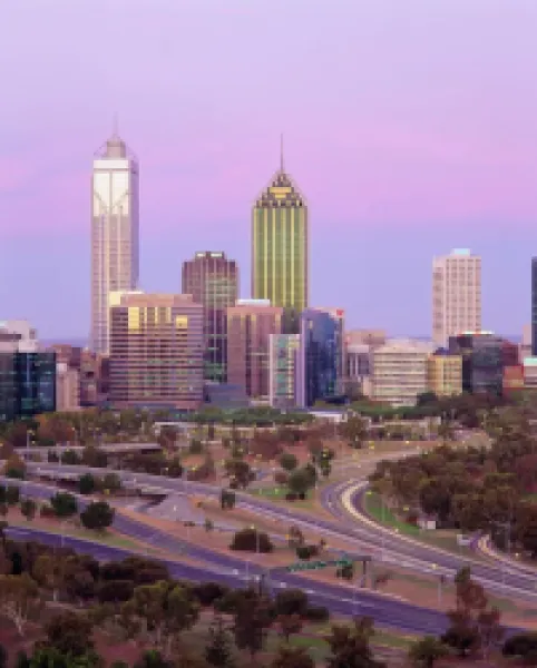 Buy City skyline from Kings Park, Perth, Western Australia, Australia