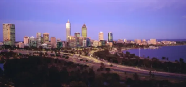 Buy City skyline from Kings Park, Perth, Western Australia, Australia