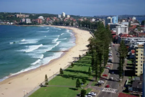 Buy Aerial of the beach and road at Manly