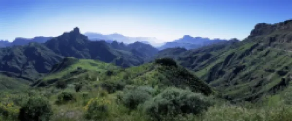 Buy View west from Route GC210, with Roque Bentayga on the left, Gran Canaria, Canary Islands, Spain, Atlantic Ocean,